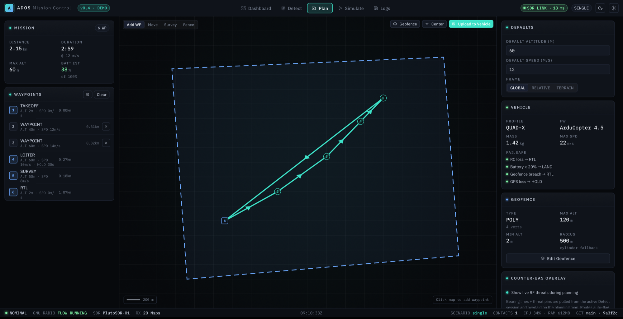 Plan — waypoint mission planner & geofence